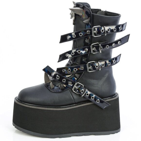 Goth Devil Platform Buckle Boots - Picture 1 of 5